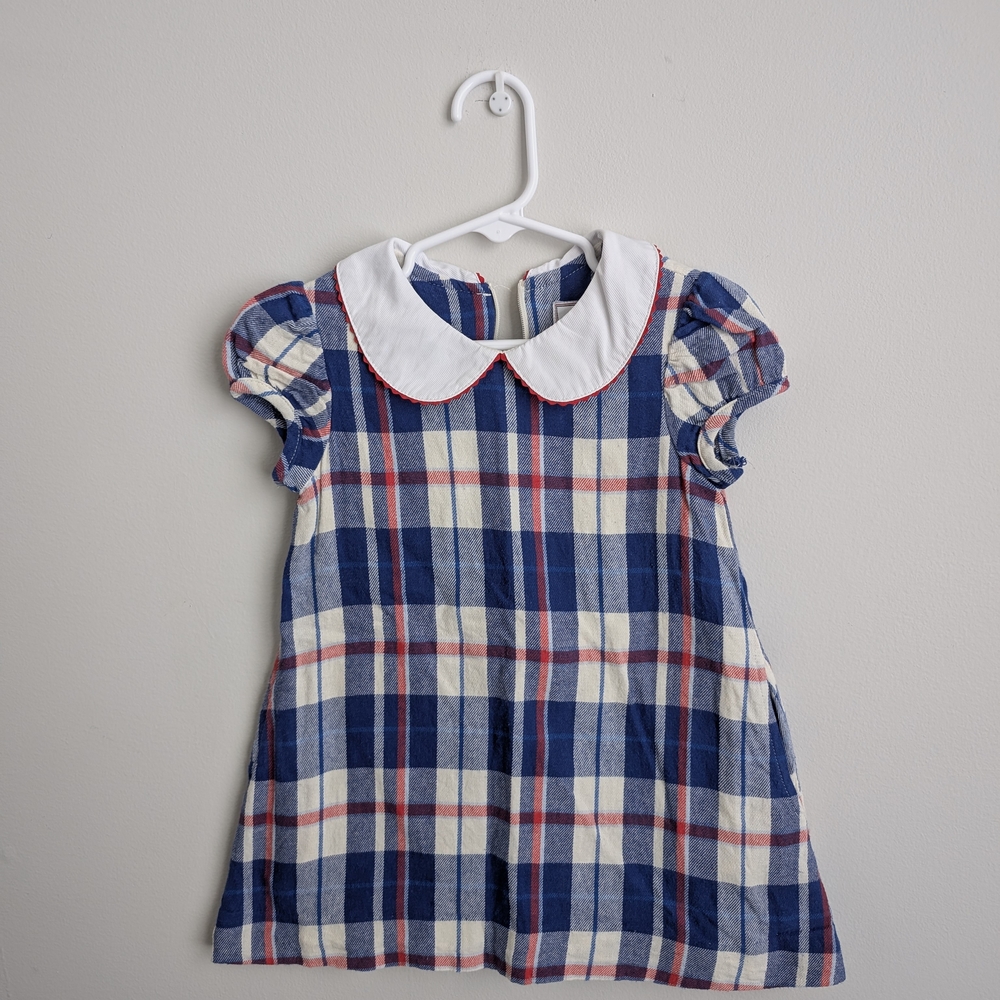 Plaid Kids Dress - Blue and White